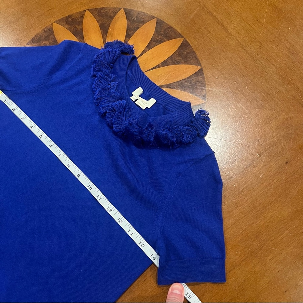 NEW Kate Spade New York Silk Blend Tassel Crewneck Sweater Cobalt Blue XS - Picture 13 of 16